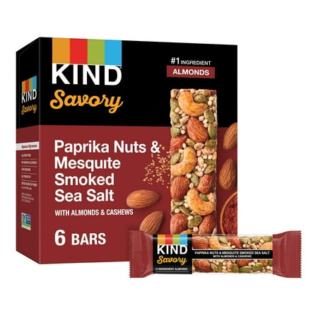 KIND Savory Nut Bars, Paprika Nuts & Mesquite Smoked Sea Salt, 8.4oz Box 6 Bars