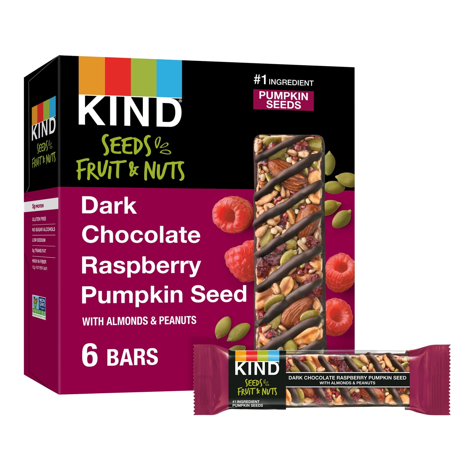 KIND Seeds Fruit & Nuts Snack Bar, Dark Chocolate Raspberry Pumpkin