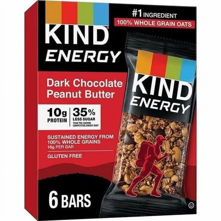 Kind Energy Dark Chocolate Peanut Butter Bars, 2.1 oz, 6 count