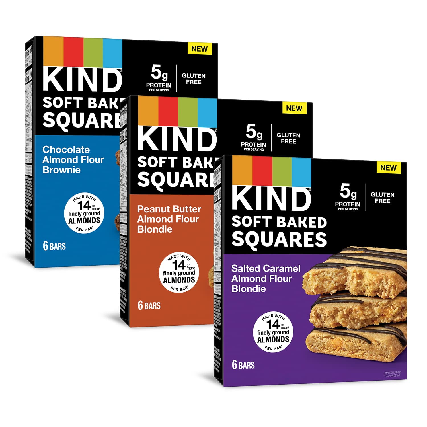 KIND Soft Baked Squares, Variety Pack Almond Flour Blondies, Low Sodium