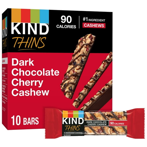 KIND Thins, Dark Chocolate Cherry Cashew, 0.74 oz, 10 Count