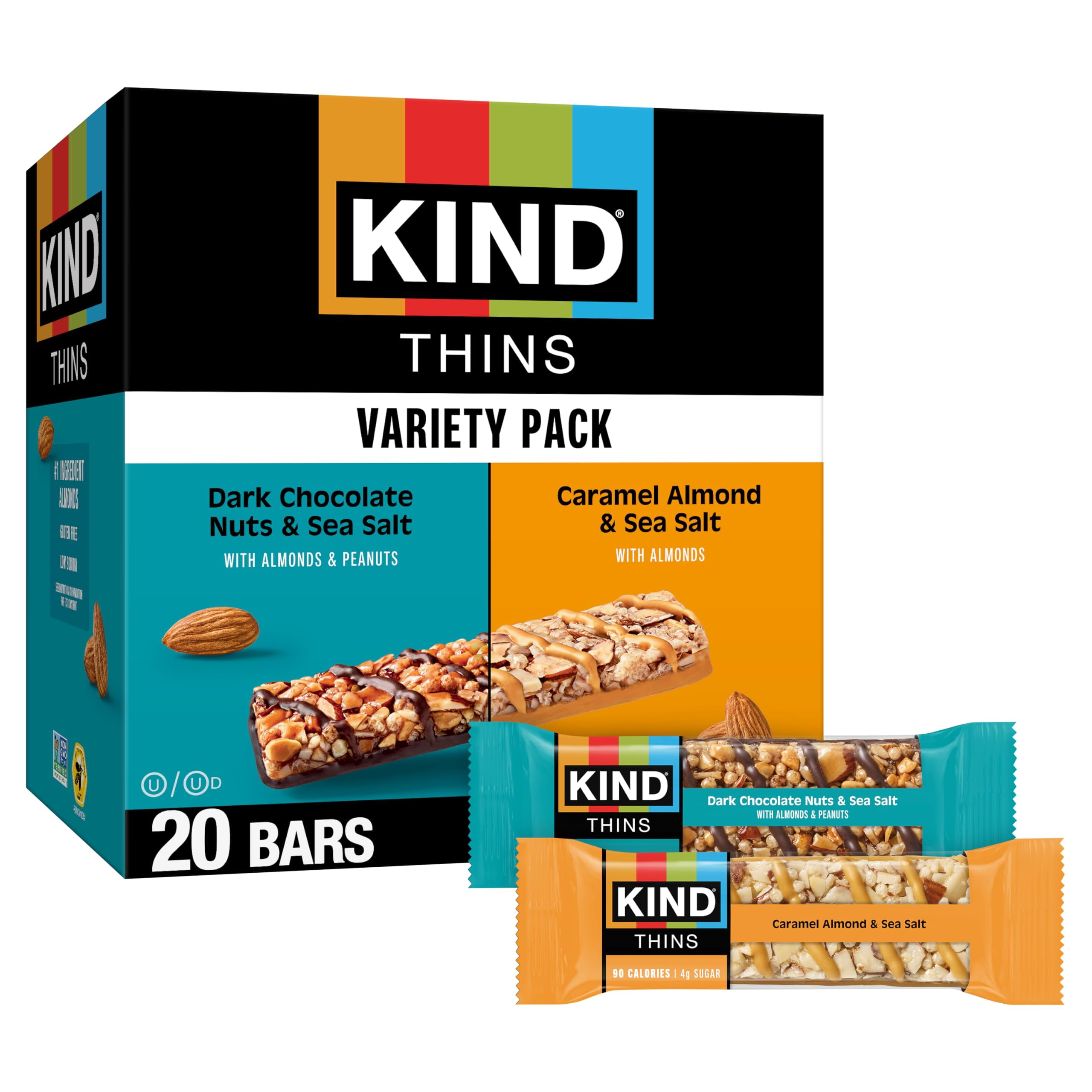 Kind Thins Snack Bars Variety Pack Snacks Chocolate 4g 20 Count