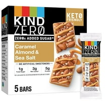 KIND ZERO Added Sugar Bars, Keto Friendly Snacks, Caramel Almond and Sea Salt Flavored, 6.2oz Box (5 Bars)
