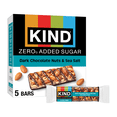 thumbnail image 1 of KIND ZERO Added Sugar Bars, Keto Friendly Snacks, Dark Chocolate Nuts and Sea Salt, 6.2oz Box (5 Bars), 1 of 5