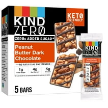 KIND ZERO Added Sugar Bars, Keto Friendly Snacks, Peanut Butter Dark Chocolate, 6.2oz Box (5 Bars)