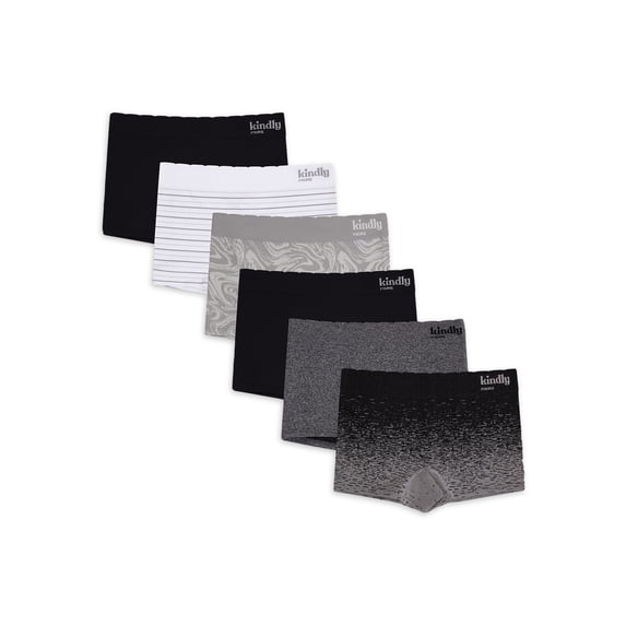 KINDLY Nylon Polyester Spandex Seamless Boy Shorts Panty (Women's) 6 Pack