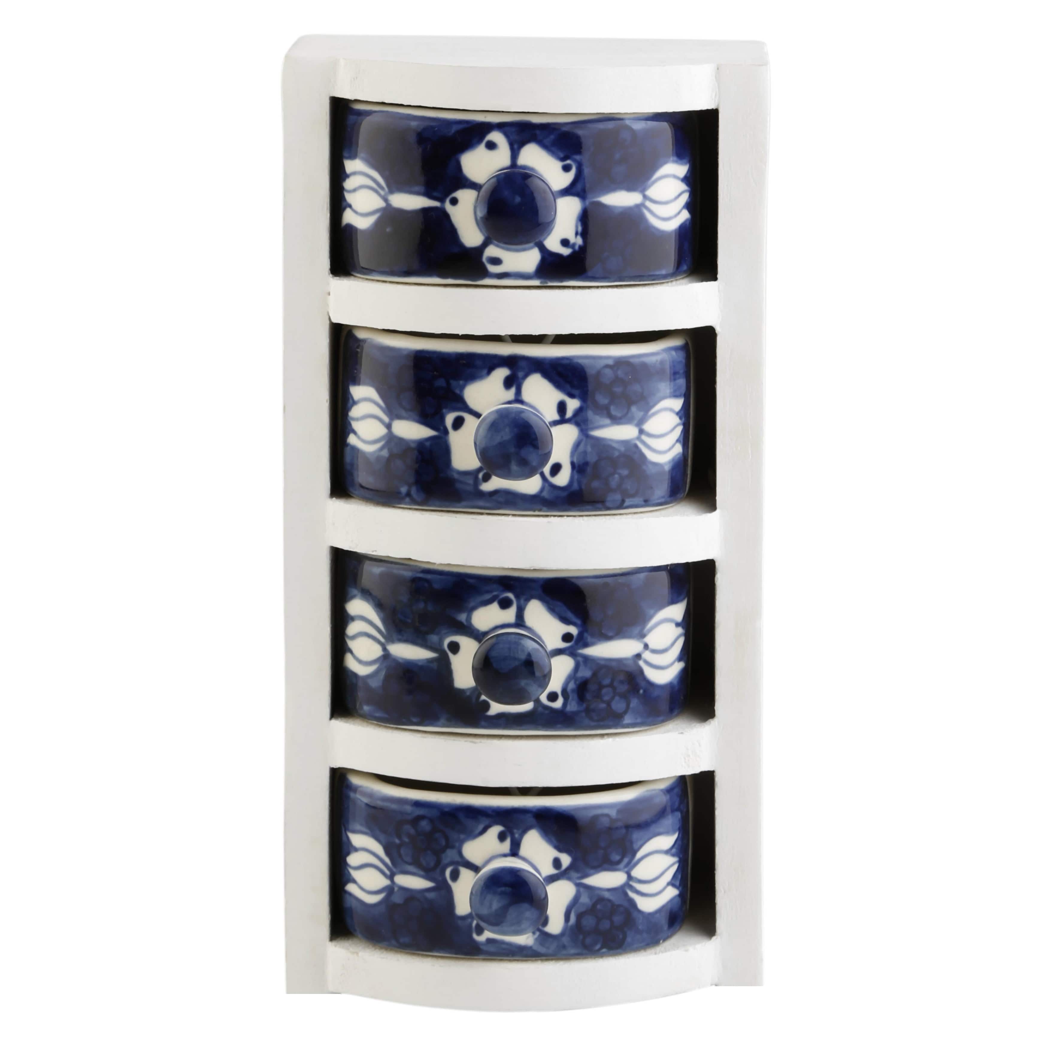 KINDWER Curios 4 Drawer White Wood Apothecary Chest