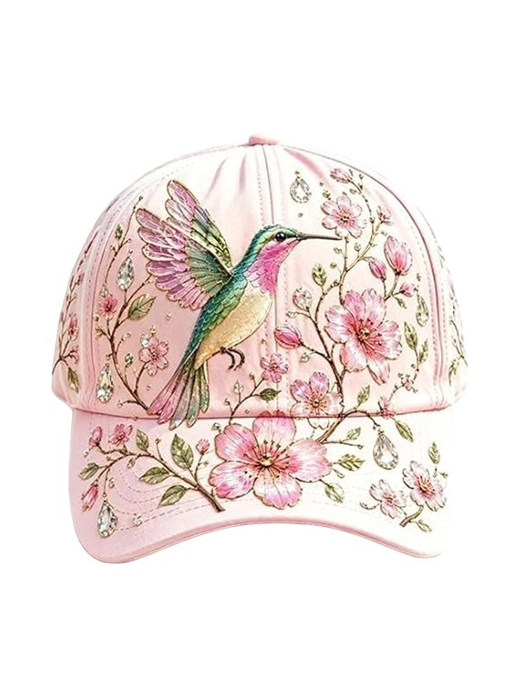 Honey Bee & Golden Wildflower Embroidered Baseball Cap, Rhinestone Accent Lightweight Breathable Adjustable Polyester Hat For Casual Outdoor Wear(Pattern F-65Cm)