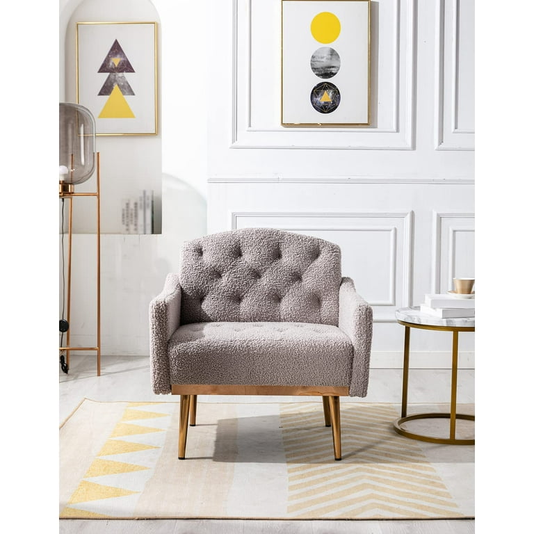 KINFFICT Accent Chair Mid Century Modern Armchair Upholstered Fabric Comfy Accent Chair for Living Room Bedroom Gray Walmart