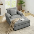 thumbnail image 1 of KINFFICT Accent Chair with Ottoman, Indoor Chaise Lounge with USB and Storage, Cozy Living Room Lounge Chair, Light Gray Chenille, 1 of 8