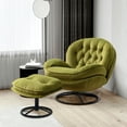 thumbnail image 1 of KINFFICT Accent Swivel Chair with Ottoman, Modern Lounge Chair with Footrest, Comfy Round Armchair with Tufted Design, for Living Room Bedroom, Olive Green, 1 of 6