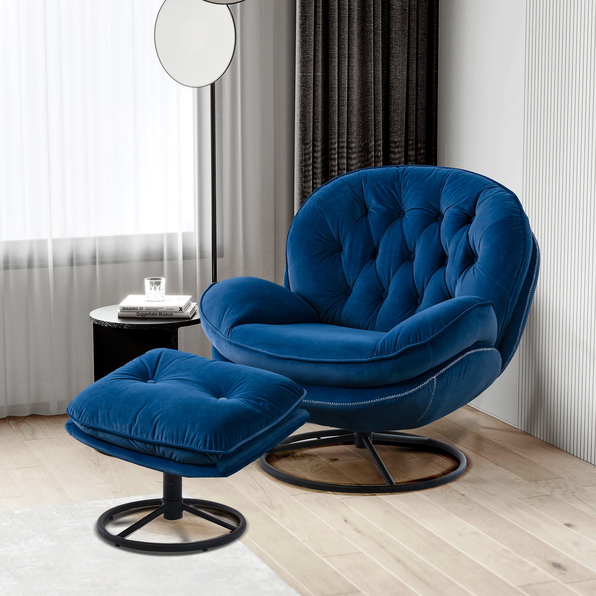 KINFFICT Accent Swivel Chair with Ottoman, Modern Lounge Chair with ...