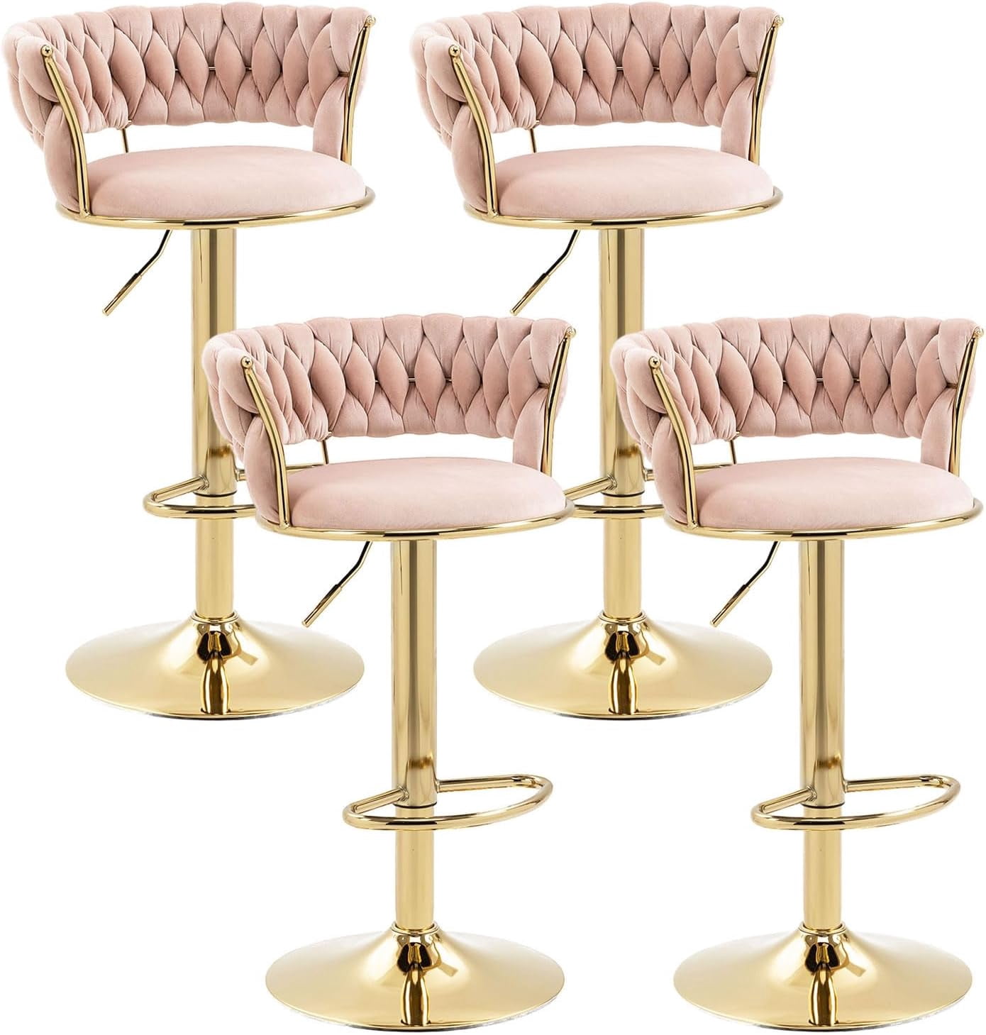 KINFFICT Bar Stools Set of 4, Counter Height Bar Stools, Barstools Bar Height, Velvet Swivel Bar ...