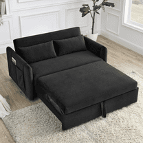 KINFFICT Futon Sofa Bed, Convertible Loveseat Sleeper, Modern Sofa Bed for Living Room/Apt, Black