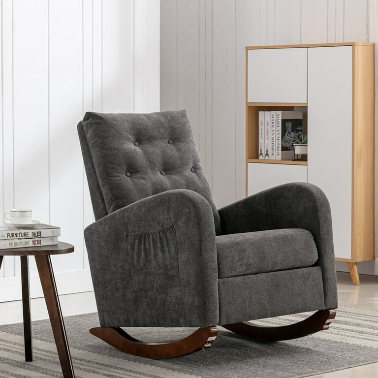 KINFFICT Upholstered Nursery Rocking Chair Comfy Indoor Glider Rocker Gray Walmart