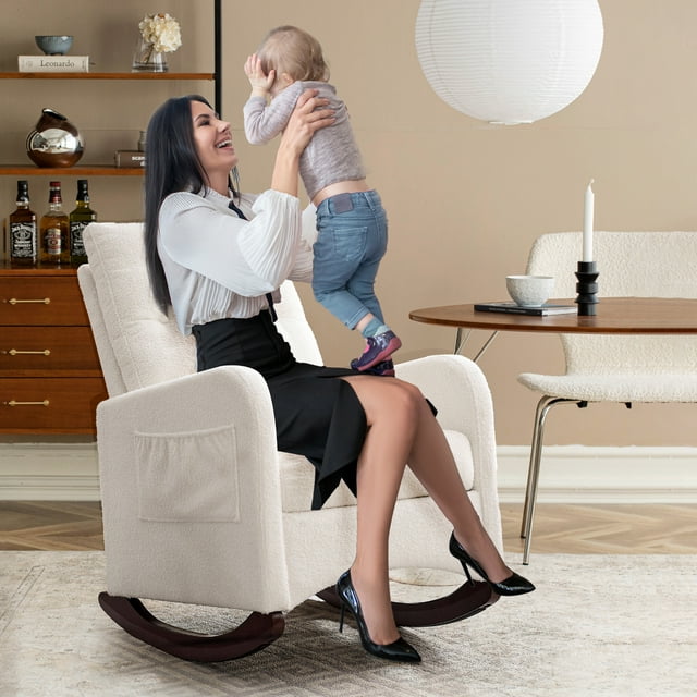 KINFFICT Rocking Chair Nursery, Upholstered Nursery Rocking Chairs