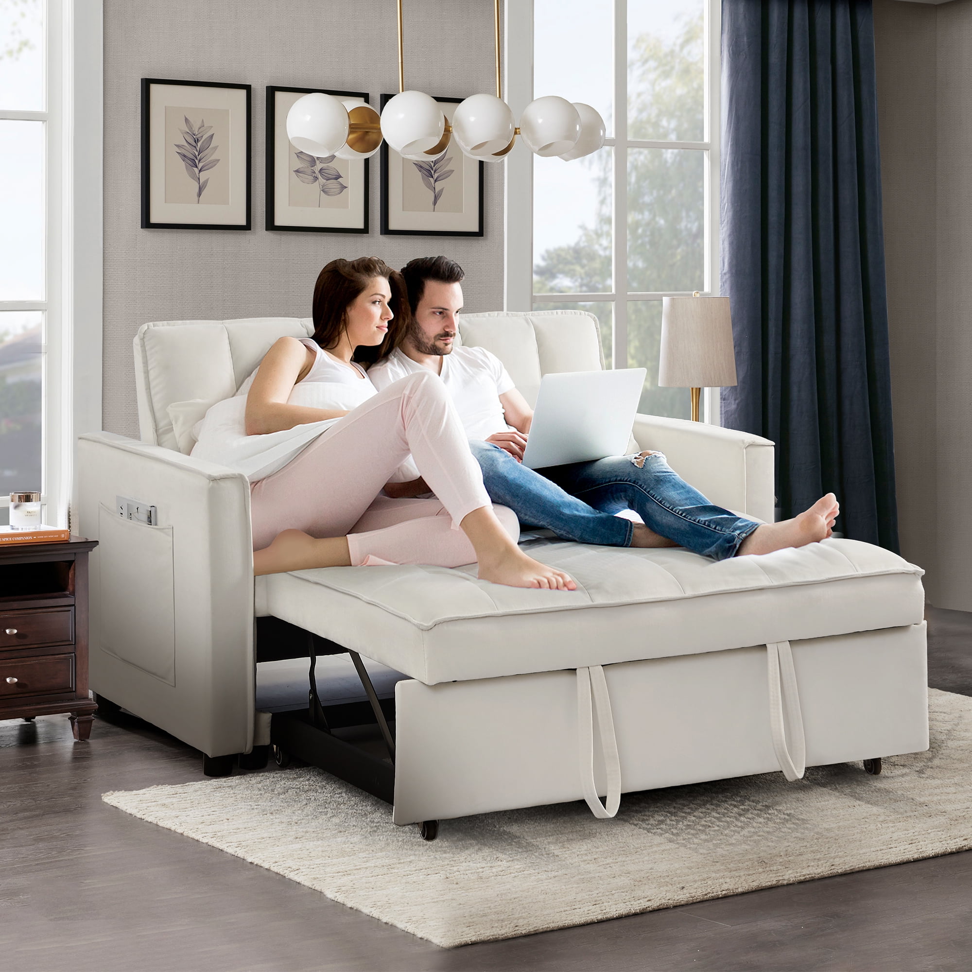 Kinffict Small Sofa Bed Modern Velvet