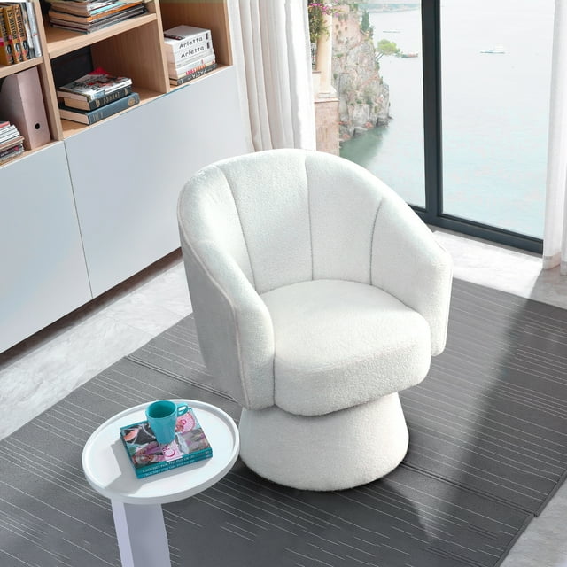 KINFFICT Swivel Accent Chair Armchair, Comfy Round Barrel Chair for