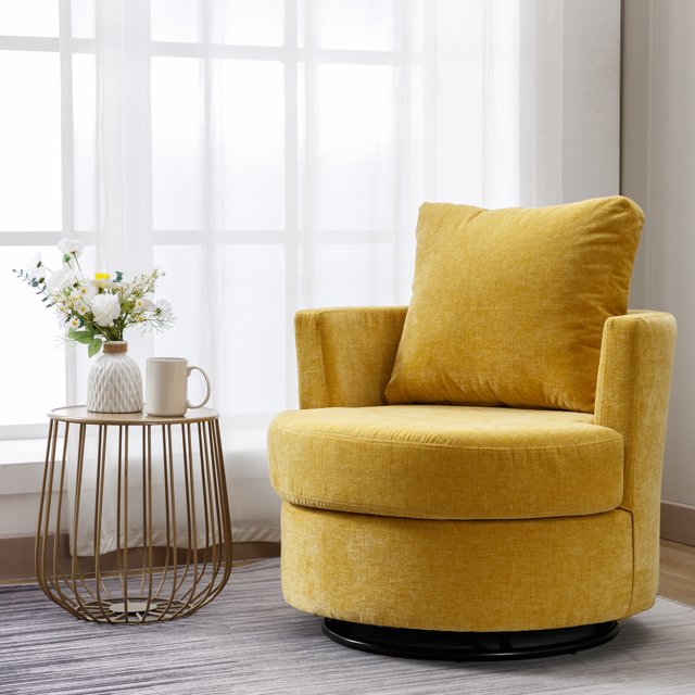 KINFFICT Swivel Barrel Chair for Living Room, Comfy Round Accent Sofa