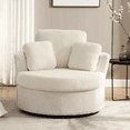 thumbnail image 1 of KINFFICT Teddy Swivel Barrel Chair Accent Chair, Oversized Comfy Armchair with Pillows, Modern Leisure Sofa Chair for Living Room Bedroom, Ivory, 1 of 8