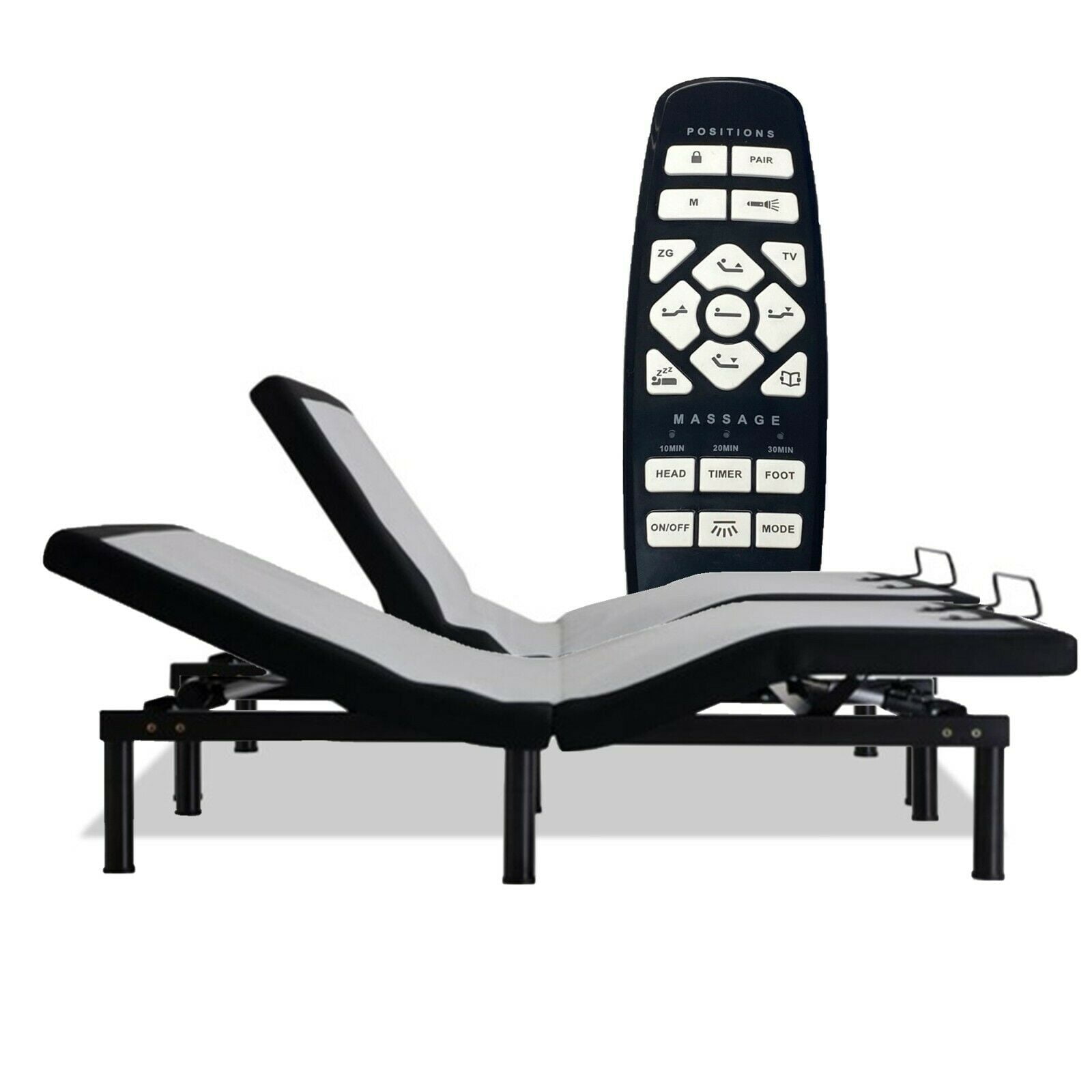 KING Adjustable Massage Bed Frame Base w/ Wireless Remote 4 USB Ports ...