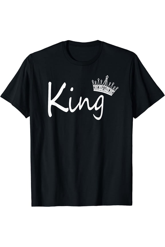 KING And Queen Crown Matching Couple Design For Him and Her T-Shirt