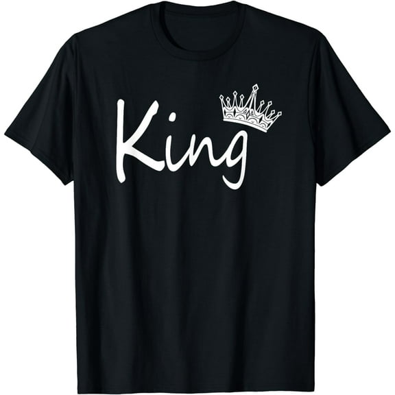 KING And Queen Crown Matching Couple Design For Him and Her T-Shirt