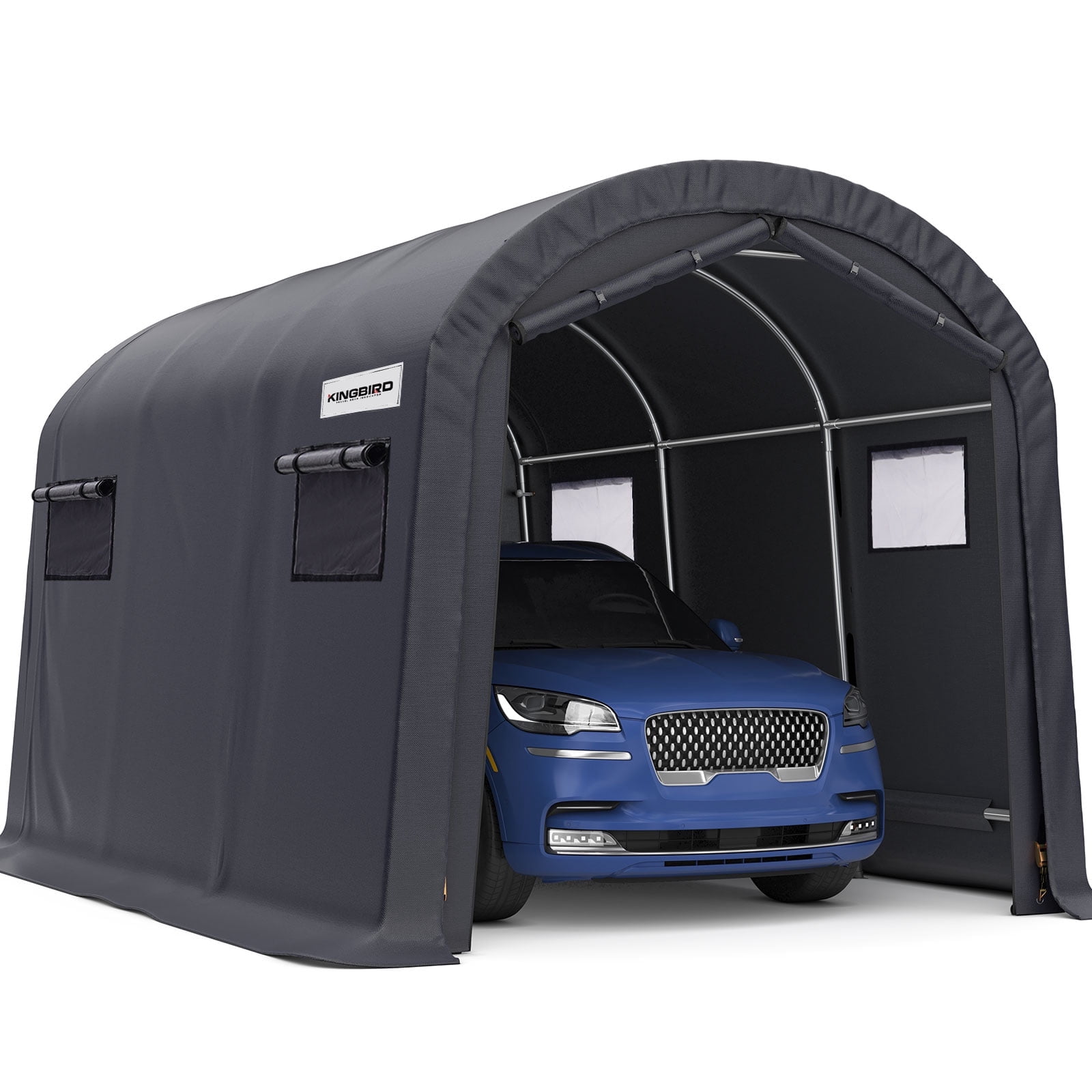 KING BIRD 10' x 15' Round Style Garage Shelter Anti-Snow Heavy Duty Storage Shelter Carport Portable Canopy Storage Shelter Shed
