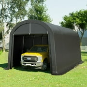 KING BIRD 10' x 20' Heavy Duty Carport Round Style Outdoor Instant Garage Anti-Snow Car Canopy with Reinforced Ground Bars