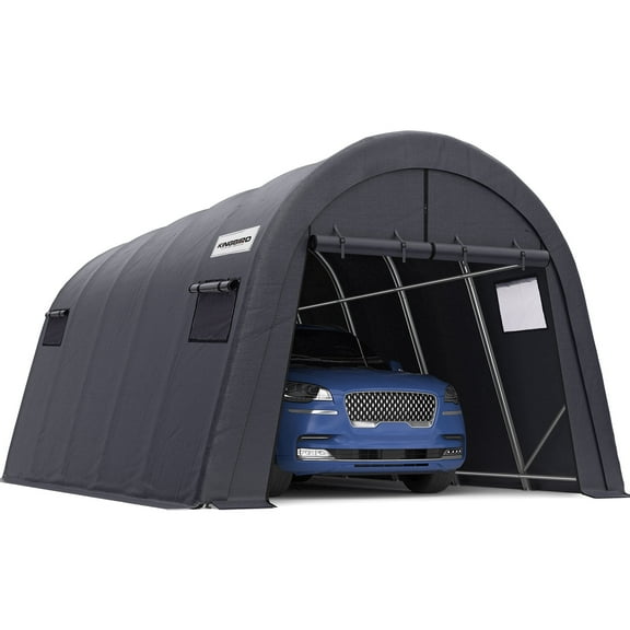 KING BIRD 12 x 20FT Heavy Duty Round Style Carport, Anti-Snow Car Canopy Outdoor Storage Shelter with Reinforced Ground Bars