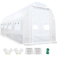 thumbnail image 1 of KING BIRD 15x6.6x6.6FT Large Walk-in Greenhouse Upgraded Heavy Duty Galvanized Steel Frame 2 Zippered Screen Doors 8 Screen Windows Tunnel Garden Plant Hot Green House White, 1 of 7