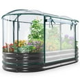 thumbnail image 1 of KING BIRD 6x3x1 ft Raised Garden Bed with Cover Galvanized Oval Planter Garden Box Outdoor for Gardening, Vegetables, Flowers , Clear, 1 of 10