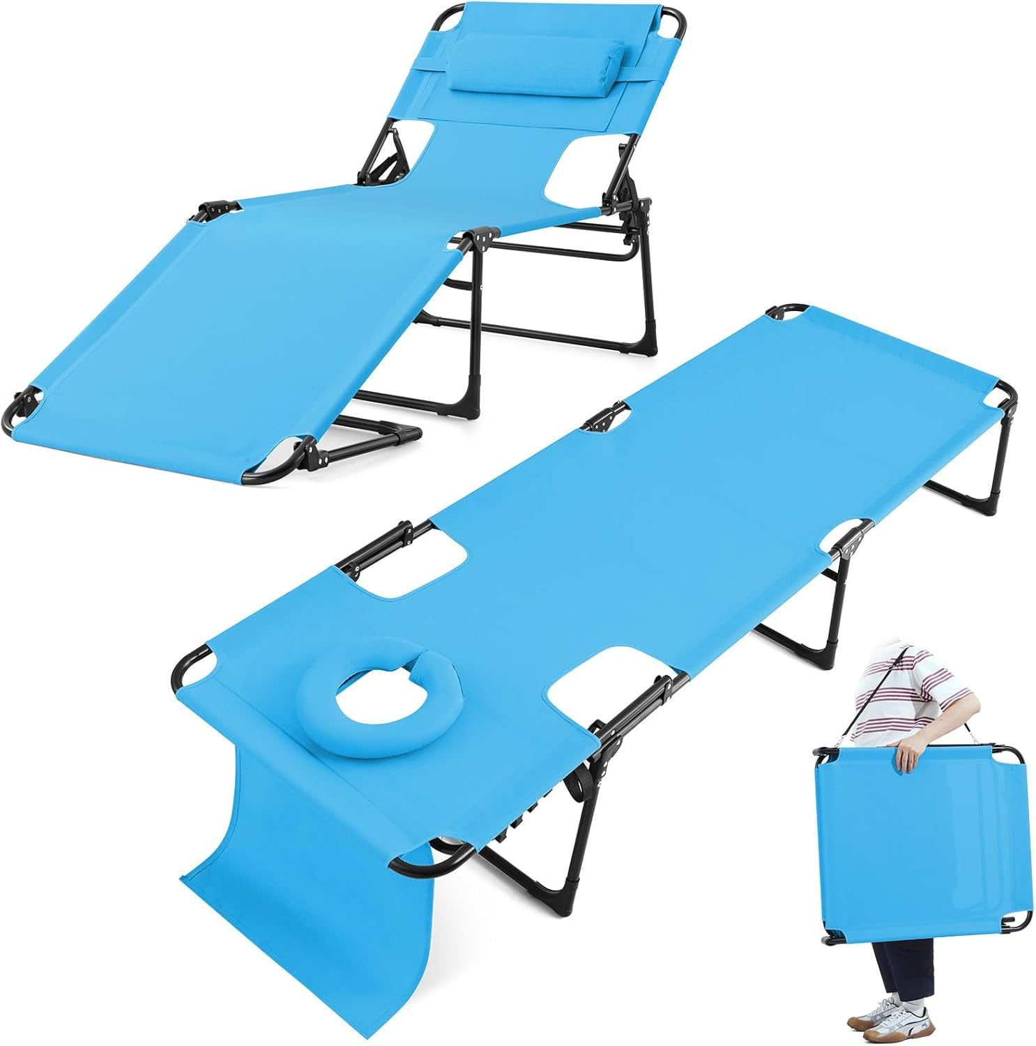 KING BIRD Chaise Lounge Chair W/Hole for Face &