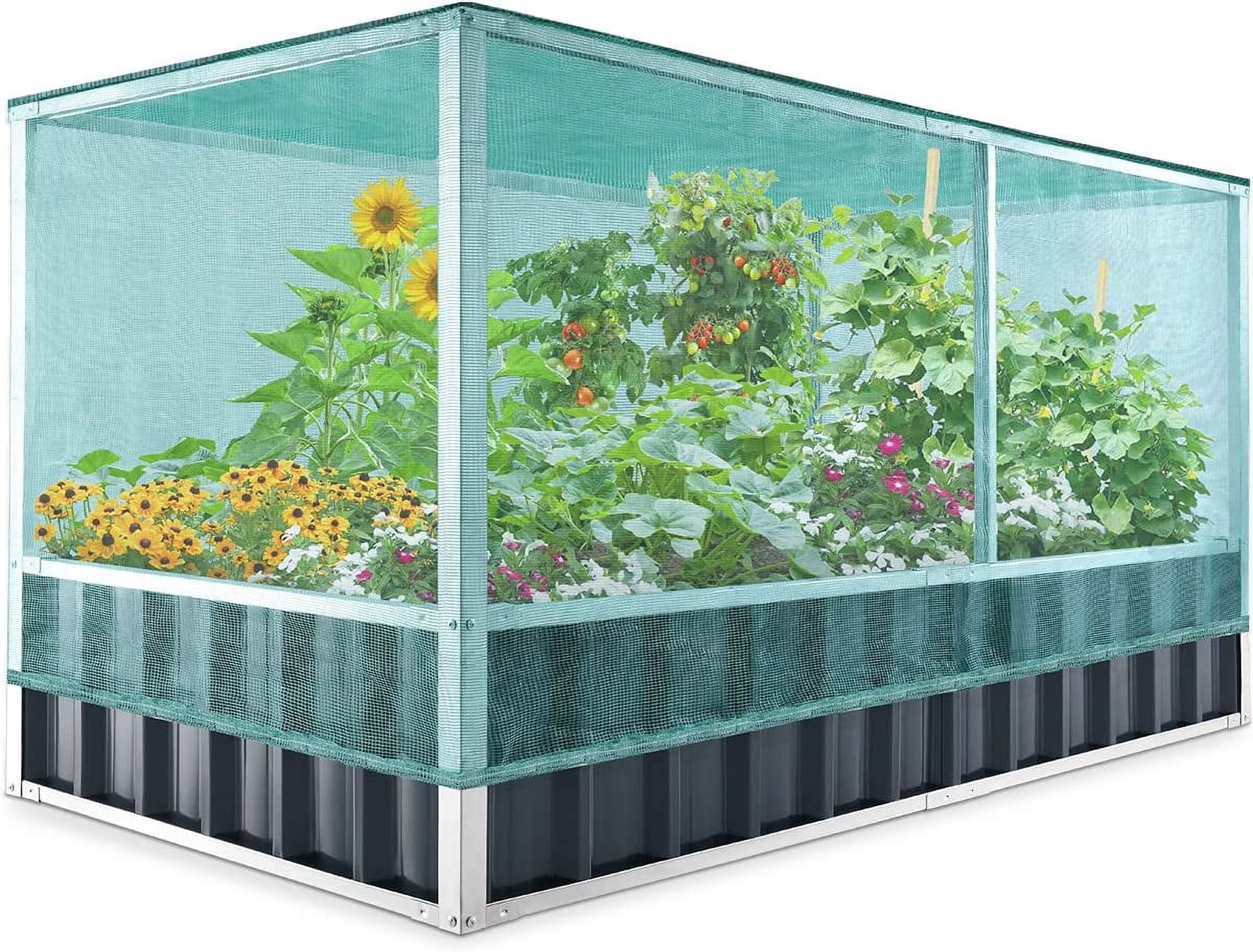 KING BIRD Galvanized Raised Garden Bed for Outdoor Vegetables Flowers, 68"x36"x35" Metal Garden Bed Planter Box Kit, Dark Grey