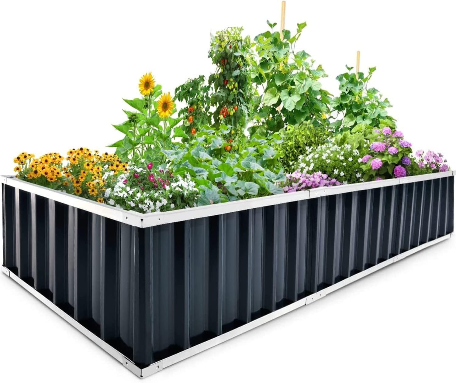KING BIRD Raised Garden Bed 101"x 36"x 12" 4 Installation Methods Planter Kit Box (Dark Grey)