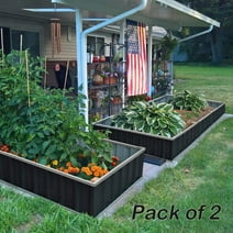 KING BIRD Raised Garden Bed 68''x36''x12'' x2 Packs, Galvanized Steel Metal Outdoor Planter Kit Box for Vegetables, Flowers, Fruits, Herbs, with 16pcs T-Type Tags & 2 Pairs of Gloves, Dark Grey