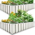 thumbnail image 1 of KING BIRD Raised Garden Bed 68''x36''x12'' x2 Packs, Galvanized Steel Metal Outdoor Planter Kit Box for Vegetables, Flowers, Fruits, Herbs, with 16pcs T-Type Tags & 2 Pairs of Gloves, Ivory, 1 of 10