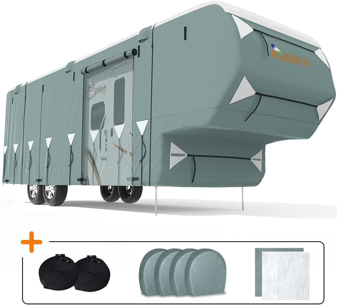 KING BIRD 5th Wheel RV Cover, Extra-Thick 5 Layers, Water-Proof, Fits ...
