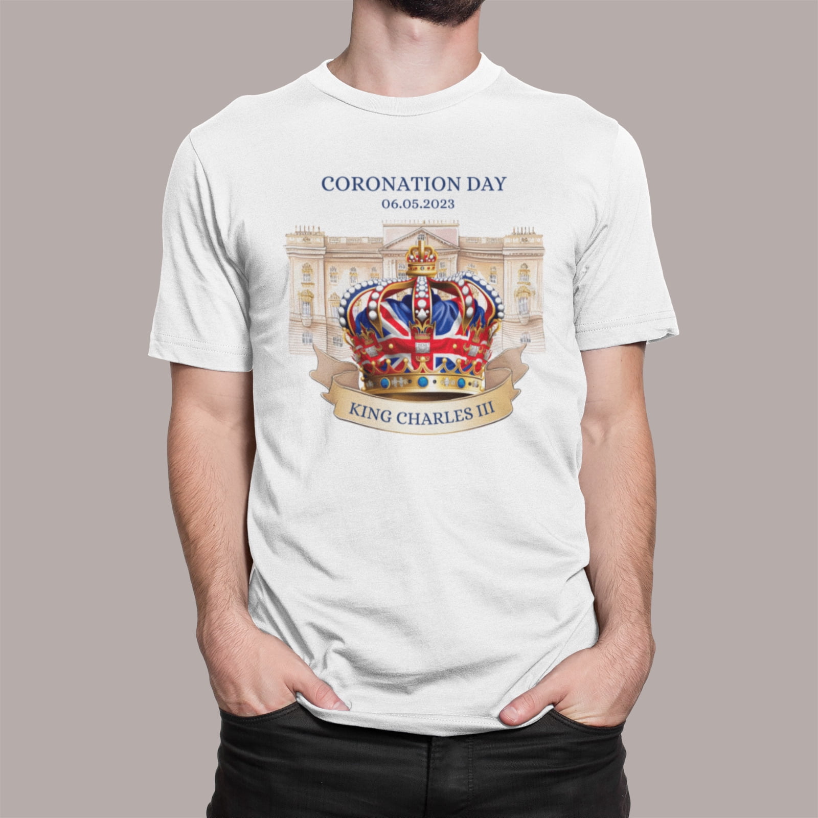 KING CHARLES III Coronation Celebration Union Jack Crown Cotton - Foto 3