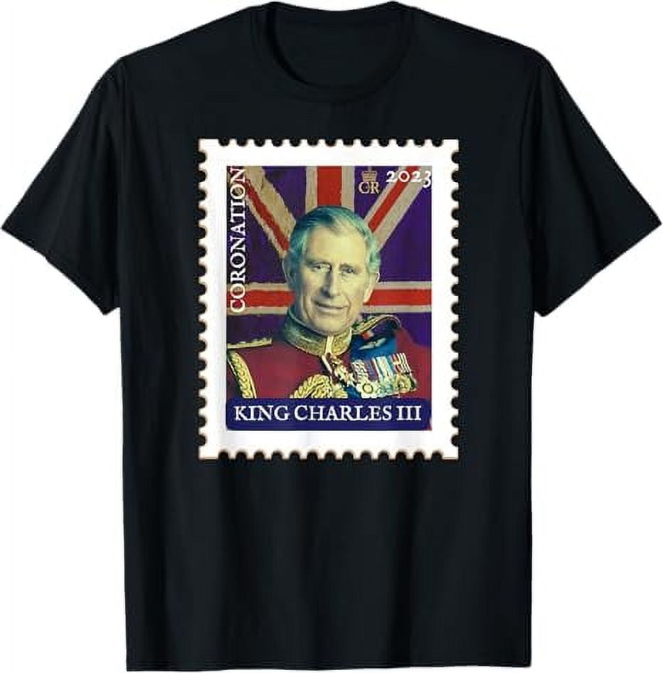 KING CHARLES III, ROYAL CORONATION 2023, BRITISH FLAG STAMP TShirt