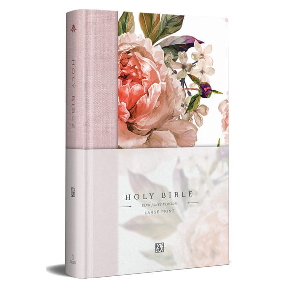 KJV Holy Bible, Large Print Medium Format, Pink Cloth Hardcover with Floral Design, Ribbon Marker, Red Letter (Hardcover)