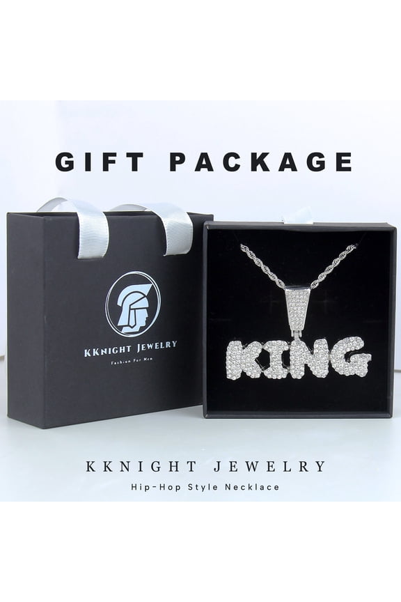 "KING" Letter Pendant Necklace, Hip-hop Style Necklace, Full Zircon Bling Letter, Streetwear, Punk and Unisex, Statement Jewelry