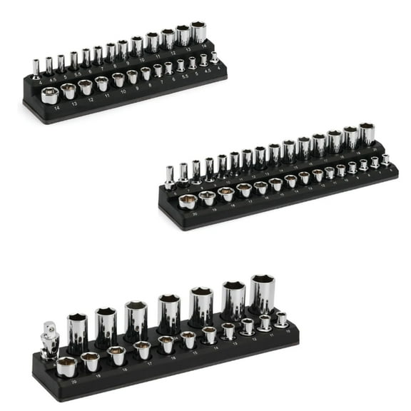 KING Magnetic Socket Holder Set METRIC, 1/4", 3/8", 1/2" (3-Piece Set)(NO SOCKETS INCLUDED)