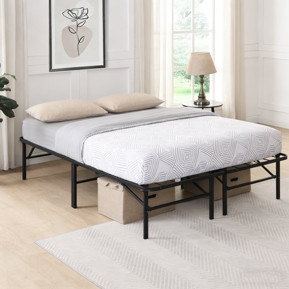 KING Metal Platform Folding Bed Frame 14 Inch High King Size Box Spring Replacement Hea