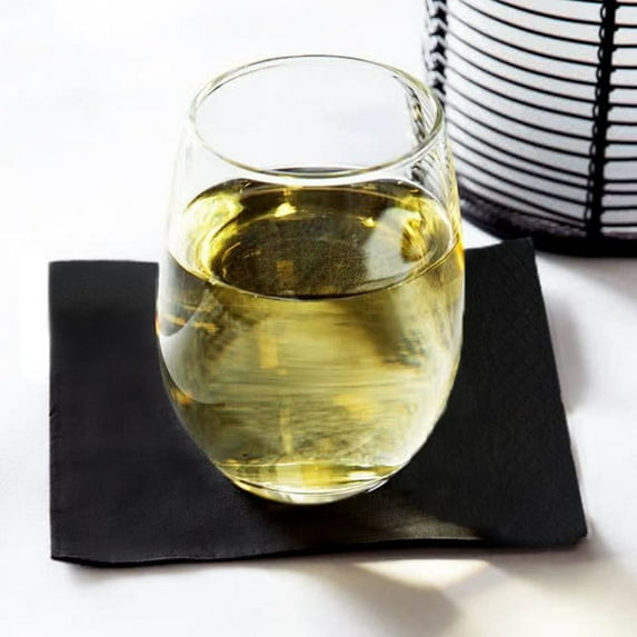 KING OF SPARKLERS 1000 Black Beverage Napkin 2 Ply Paper cocktail party drink bar bulk restaurant nightclub wedding (Pack of 1000)