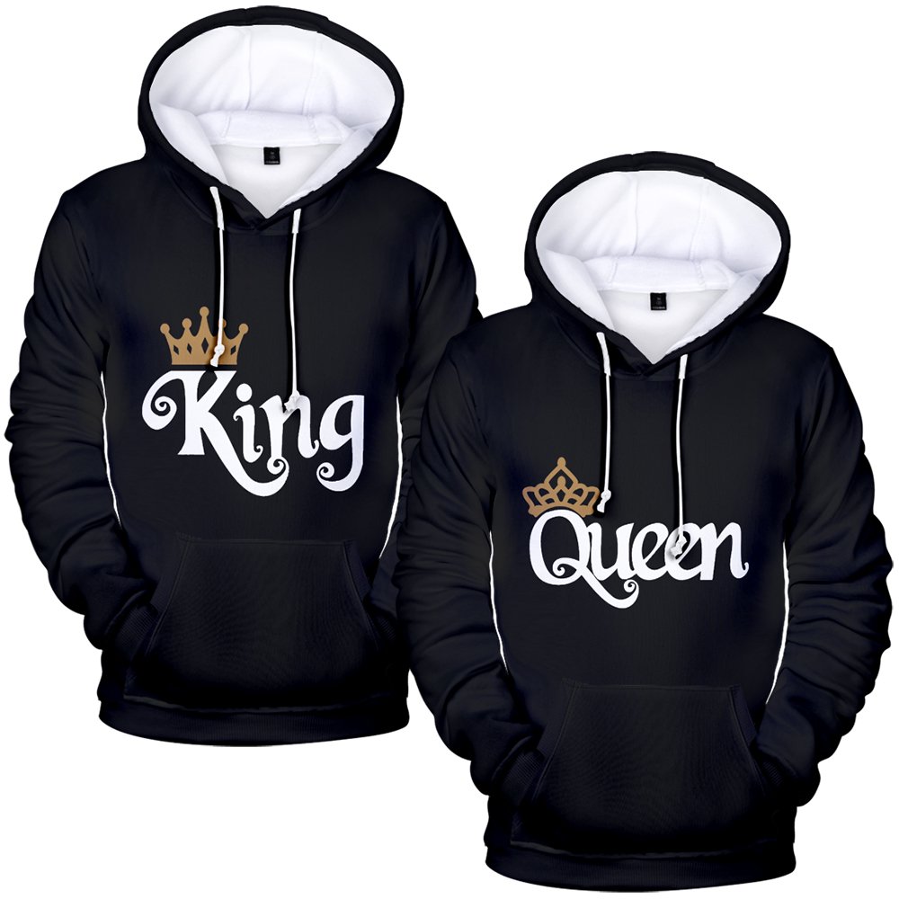 KING u0026 QUEEN Couples Hooded Sweatshirts, Blend Fleece Heavyweight Loose  Sweatshirt For Family - KING u0026 QUEEN - Walmart.com