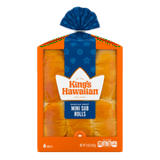 King's Hawaiian Original Hawaiian Sweet Mini Sub Rolls 6 Count, 12 oz, Shelf-Stable