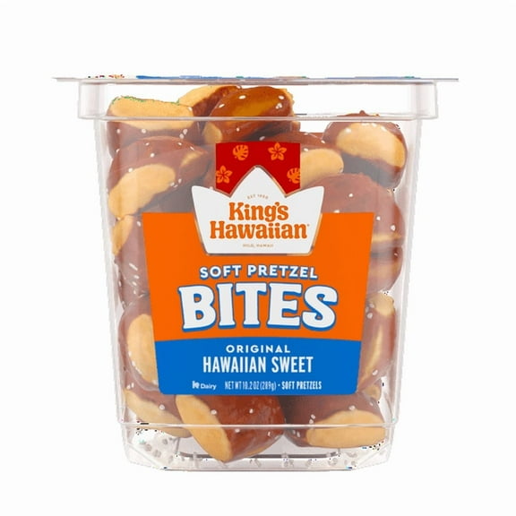 KINGS HAWAIIAN Peanut-Free Original Hawaiian Sweet Soft Pretzel Bites 10.2 oz, Tub