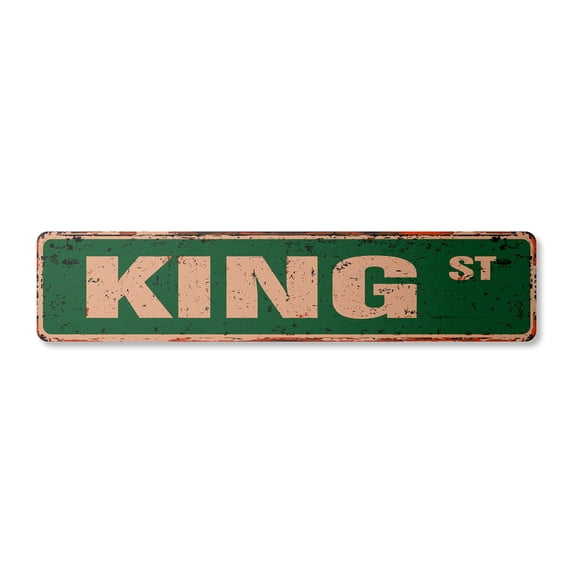 KING Vintage Plastic Street Sign Childrens Name Room Sign | Indoor/Outdoor | 18" Wide