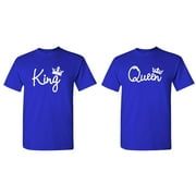 KING and QUEEN - Unisex Cotton Tee COMBO, Royal, 3XL Left / 2XL Right
